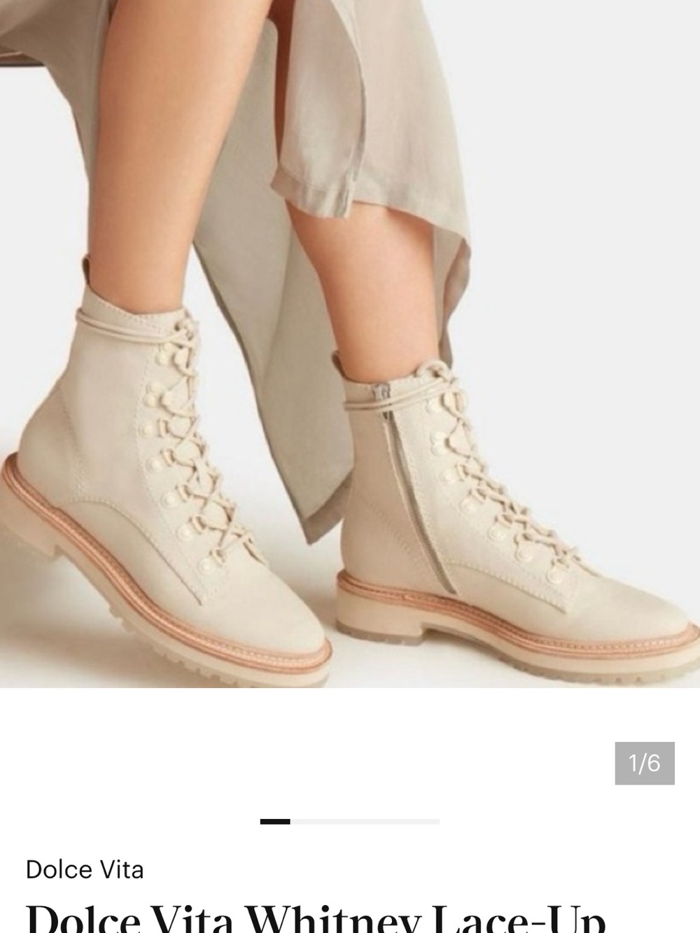 Dolce Vita Lace-Up Ankle Boots in Cream